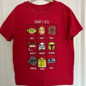 Star Wars Kids Red Character Yoda Darth Vader Chewbacca T-shirt Size 6 NWOT